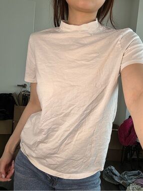 Classic Women's Short-Sleeve Mock Neck Top in white